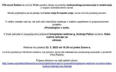 Brezplačen webinar: Kako čustva vplivajo na zdravje